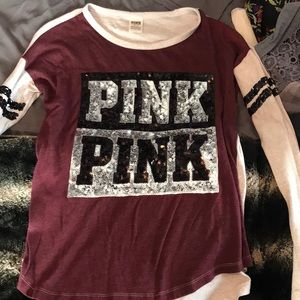 Long sleeve bling shirt from pink
